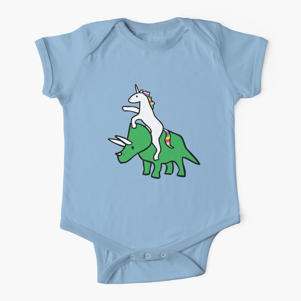 Unicorn Riding Triceratops Baby One-Piece