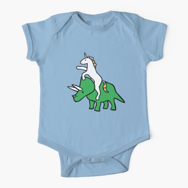 Unicorn Riding Triceratops Short Sleeve Baby One-Piece