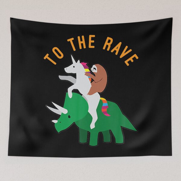 Item preview, Chibi Art Funny Unicorn Sloth Riding Dinosaur To The Rave Classic designed and sold by LeonConnelly90.