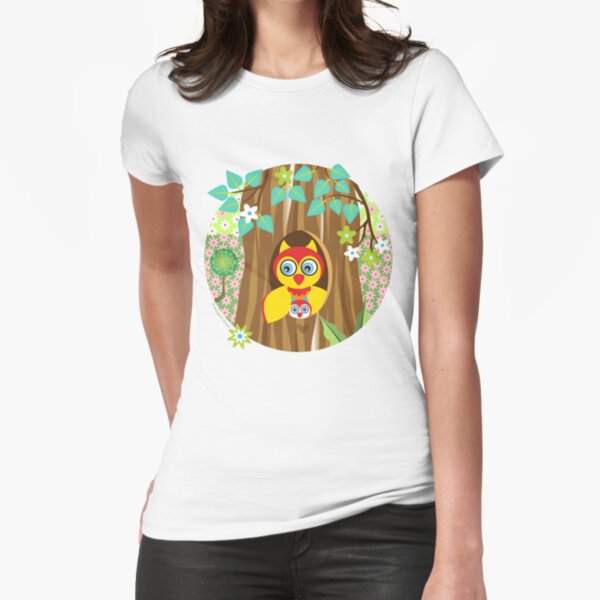 Mother and Baby Owl Fitted T-Shirt
