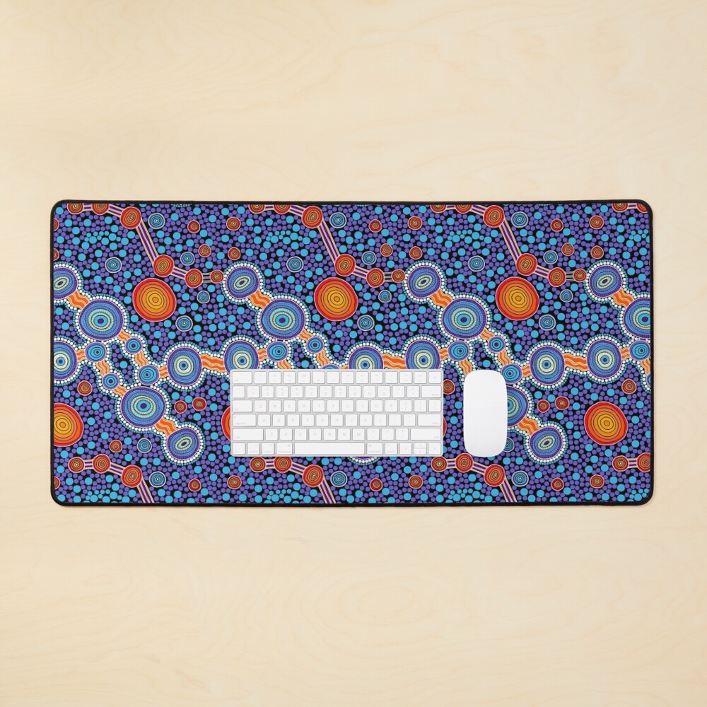 Authentic Aboriginal Art - The Journey Blue Mouse Pad