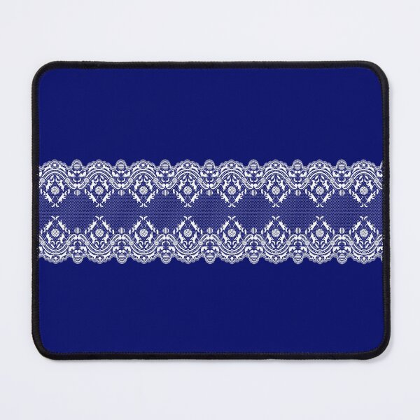 Item preview, Beautiful fine lace with cats playing with feathers and balls of wool dark blue background designed and sold by SueKnox.