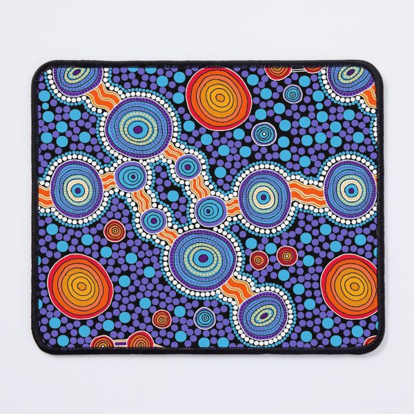 Authentic Aboriginal Art - The Journey Blue Mouse Pad