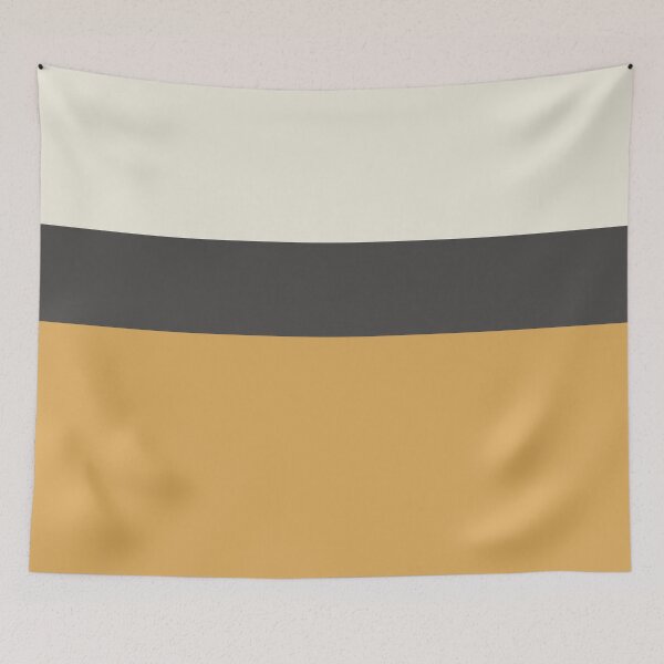 Item preview, Minimalist Color Block Triple in Muted Mustard Gold, Charcoal, and Cream Beige designed and sold by kierkegaard.