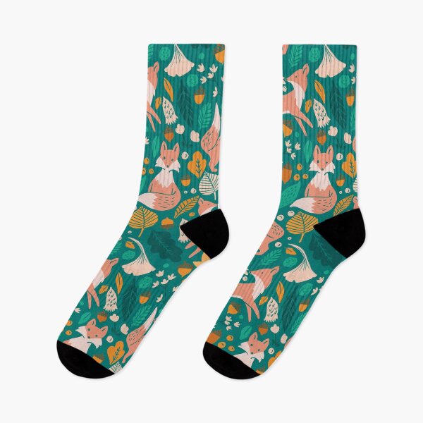 Item preview, Foxes in Teal + Pink designed and sold by latheandquill.