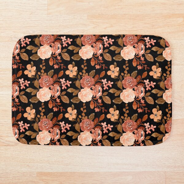 Vintage Flower Watercolour Pattern Bath Mat