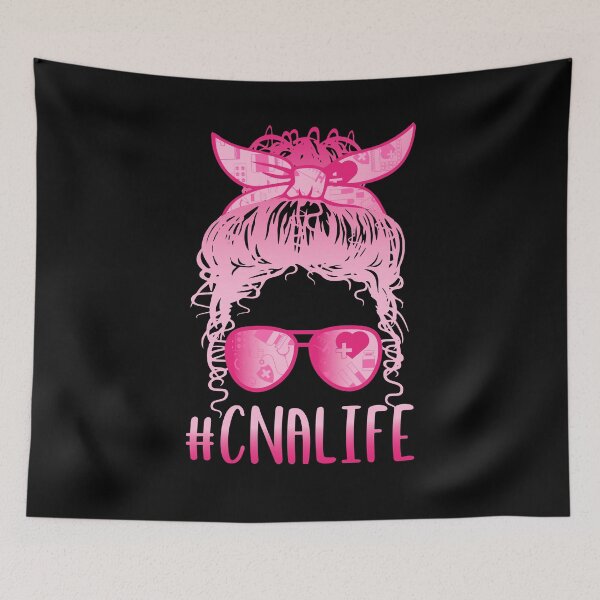 Item preview, Pink Messy Hair Woman Bun CNA LIFE , Certified Nursing Assisting Life, Nursing designed and sold by ARTsPlural.