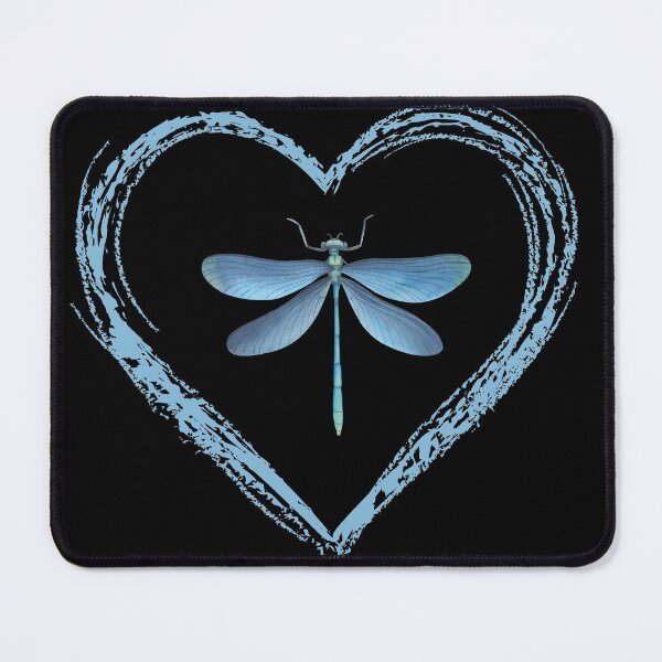 Item preview, Blue Dragonfly in a Brushstroke Heart on black designed and sold by JRice66.