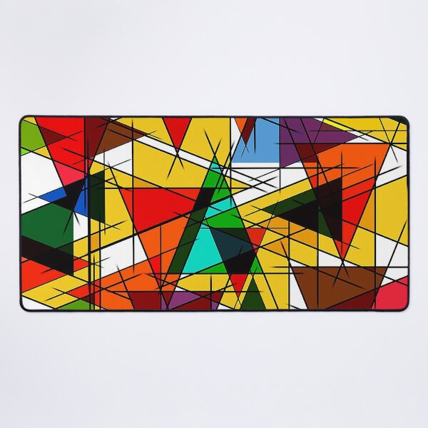 Item preview, Triangles stained glass pattern, colorful triangles, mid century modern pattern designed and sold by Nostrathomas66.