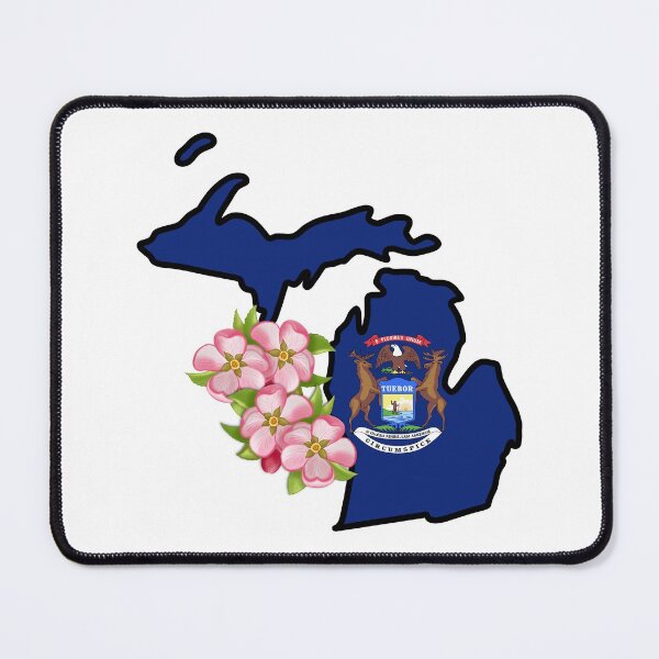 Item preview, State of Michigan Flag with State Flower Apple Blossom designed and sold by Gsallicat.