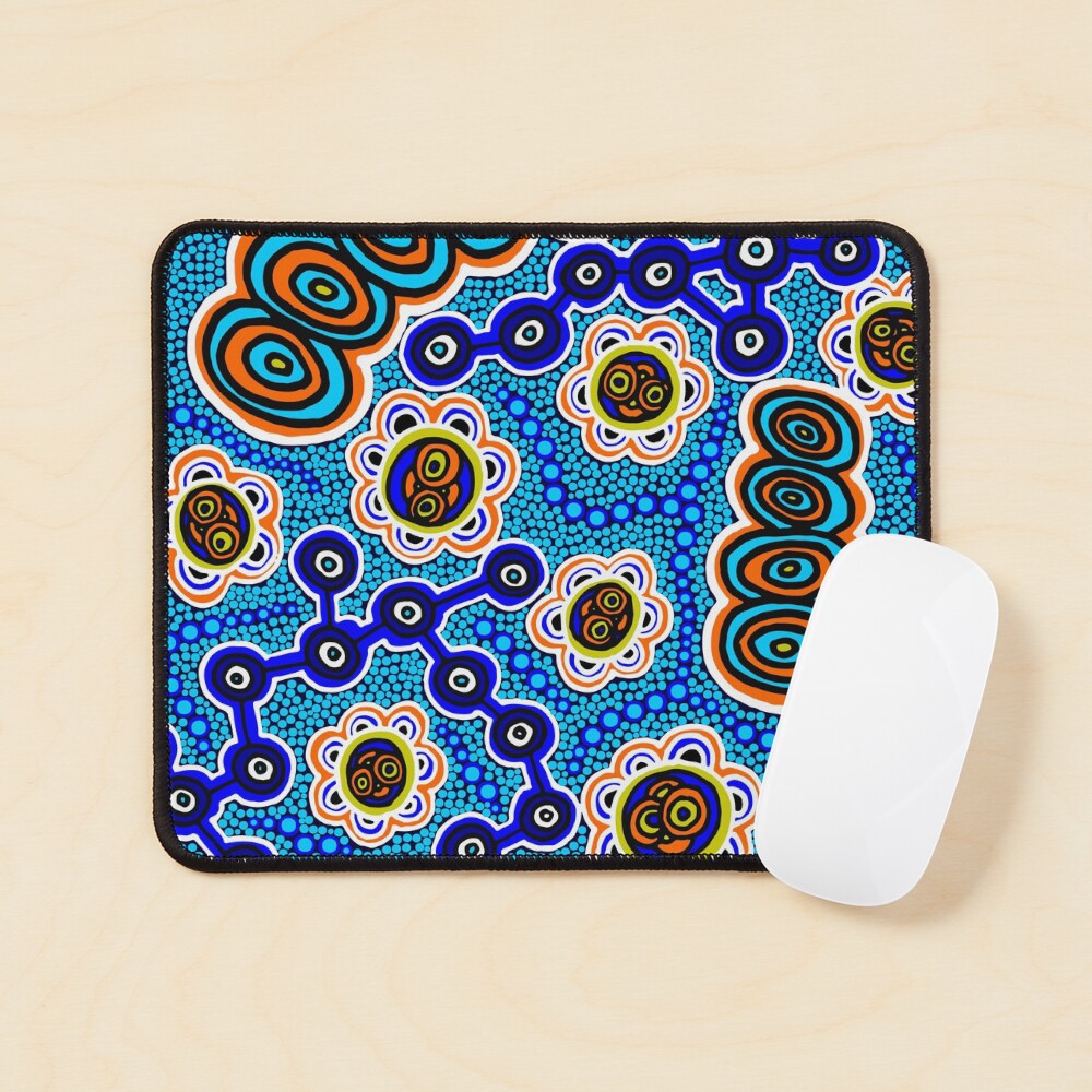 "Authentic Aboriginal Art Yugarabul Gathering by the River" Mouse Pad