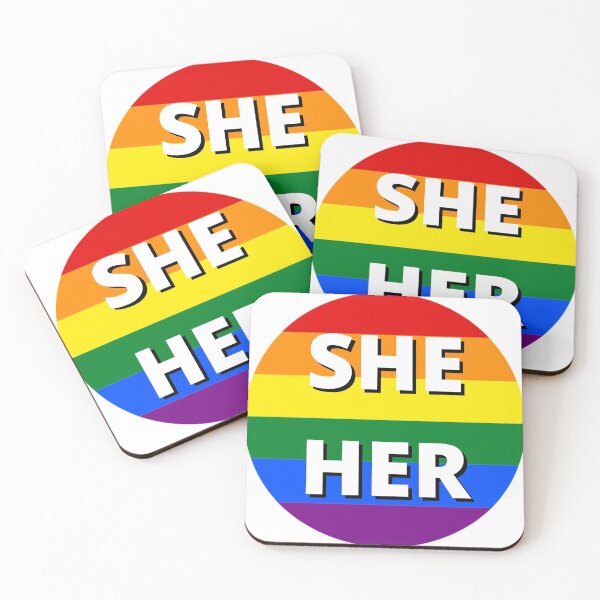 Item preview, She Her pronoun Pride Flag designed and sold by shyflamingo.