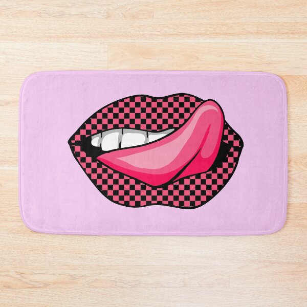 Item preview,  Artistic Abstract Pink Checkerboard Pattern Lips with Pink Tongue - by Iskybibblle designed and sold by Iskybibblle.