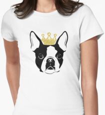 Boston Terrier with Crown Women's Fitted T-Shirt