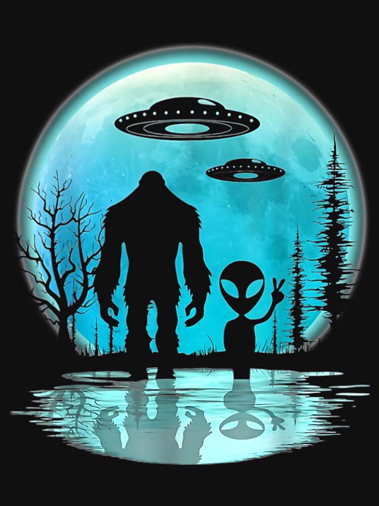 Thumbnail 7 of 7, Essential T-Shirt, Alien And Bigfoot designed and sold by JayneAva.