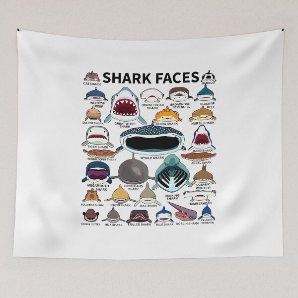 Item preview, Shark Faces - Type of Shark - Shark Faces of All Kinds designed and sold by ClareMadelane.