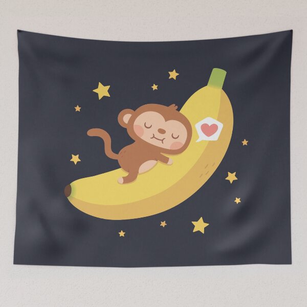 Item preview, Cute Monkey Hugging Banana Moon designed and sold by rustydoodle.