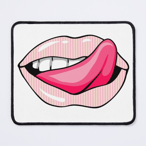 Item preview, Artistic Abstract Pink Stripes Pattern Lips with Pink Tongue - by Iskybibblle designed and sold by Iskybibblle.