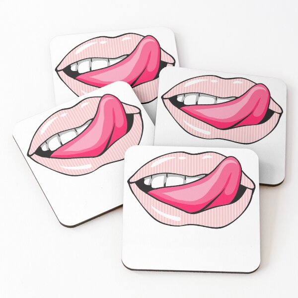 Item preview,  Artistic Abstract Pink Stripes Pattern Lips  with Pink Tongue - by Iskybibblle designed and sold by Iskybibblle.
