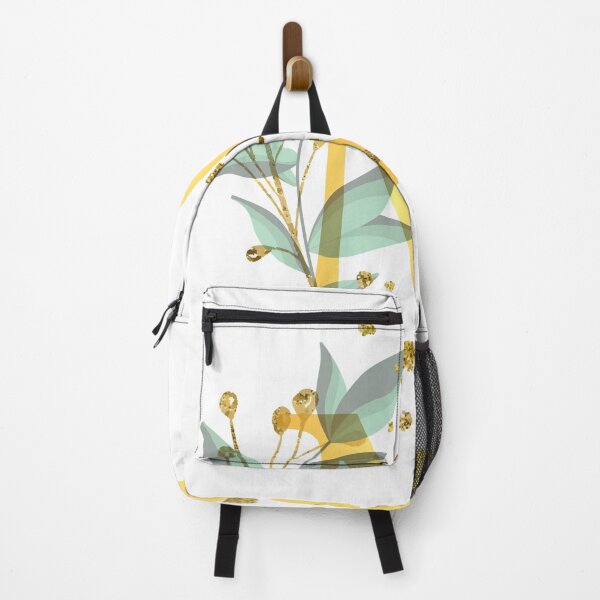 Item preview, floral golden minimalism design with green tropical leaf herbs and gold splatters designed and sold by idalxal.