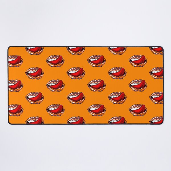 Item preview, Artistic Abstract Chevron Orange Mardi Gras Pattern Lips with Red Tongue - by Iskybibblle designed and sold by Iskybibblle.