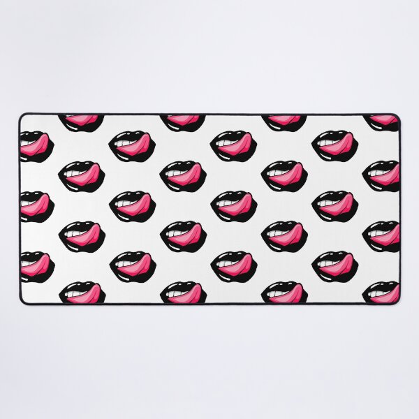 Item preview, White Background Artistic Abstract Black Lips with Pink Tongue - by Iskybibblle designed and sold by Iskybibblle.