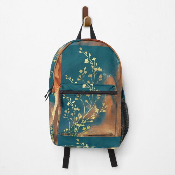 Item preview, Teal and Orange Abstract Design with Gold Flowers designed and sold by Taleahsdesigns.