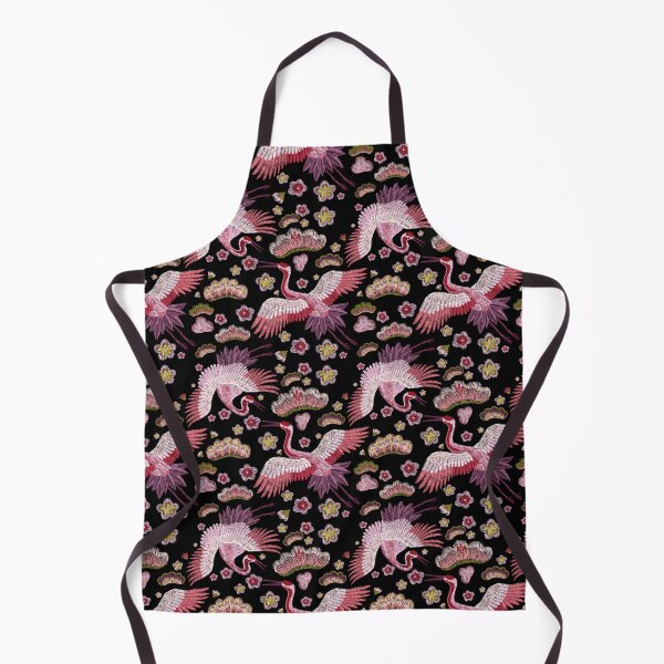 Item preview, Pink, Red, White, Golden Japanese Cranes Oriental Embroidery with Floral Patterns designed and sold by subtleday.