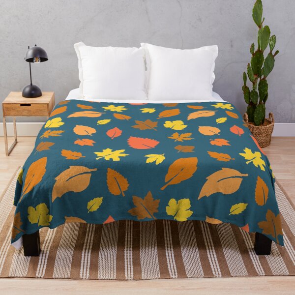Item preview, Falling Leaves Autumn Oak Teal designed and sold by QuidnuncDesigns.