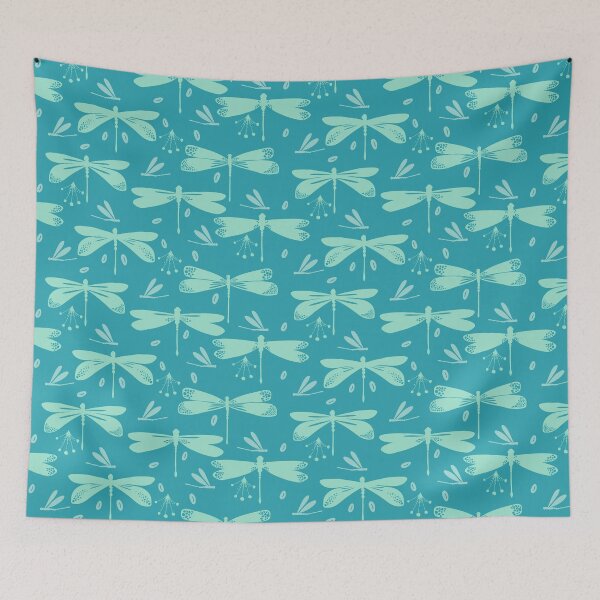 Item preview, Teal Vintage Dragonfly Pattern designed and sold by 22tenDesign.
