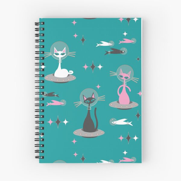 Item preview, Retro Cats in Space Turquoise designed and sold by 7SistersGraphX.