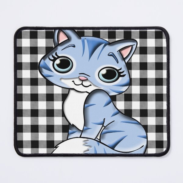 Item preview, Black and White Buffalo Plaid and Cute Cat designed and sold by Tamas Das.