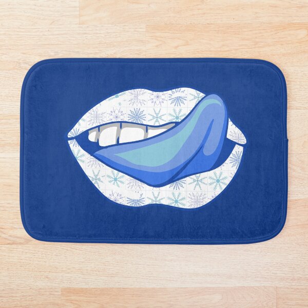Item preview, Labios de patrón de copos de nieve azules abstractos artísticos con lengua azul con contorno azul - de Iskybibblle designed and sold by Iskybibblle.