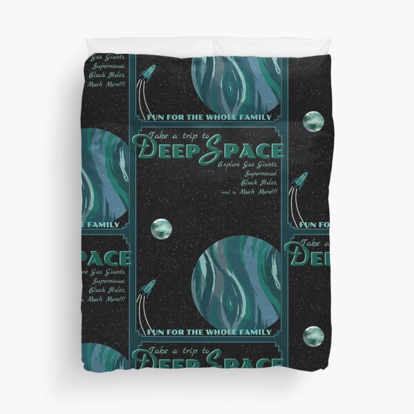 Deep Space Vintage Travel Poster Duvet Cover