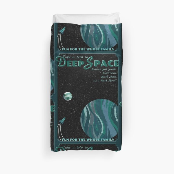 Deep Space Vintage Travel Poster Duvet Cover