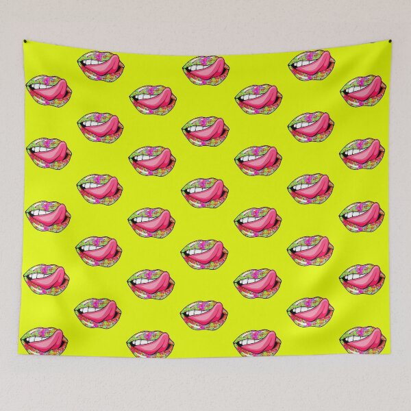 Item preview, Artistic Abstract  Paint Splatter Pattern Lips with Pink Tongue - by Iskybibblle designed and sold by Iskybibblle.