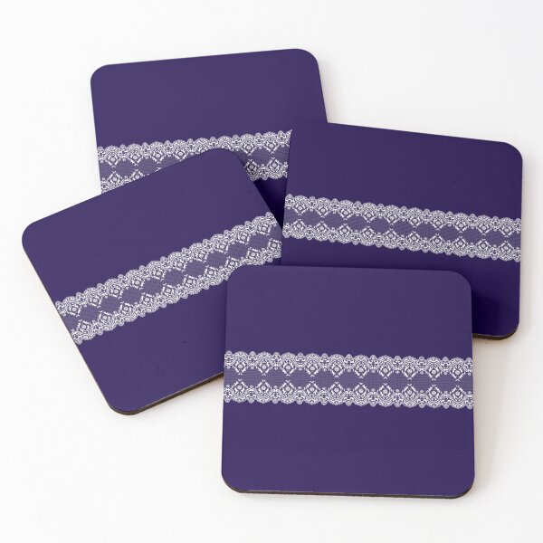 Item preview, Beautiful fine lace with cats playing with feathers and balls of wool with a royal purple background designed and sold by SueKnox.