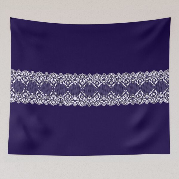 Item preview, Beautiful fine lace with cats playing with feathers and balls of wool with a royal purple background designed and sold by SueKnox.