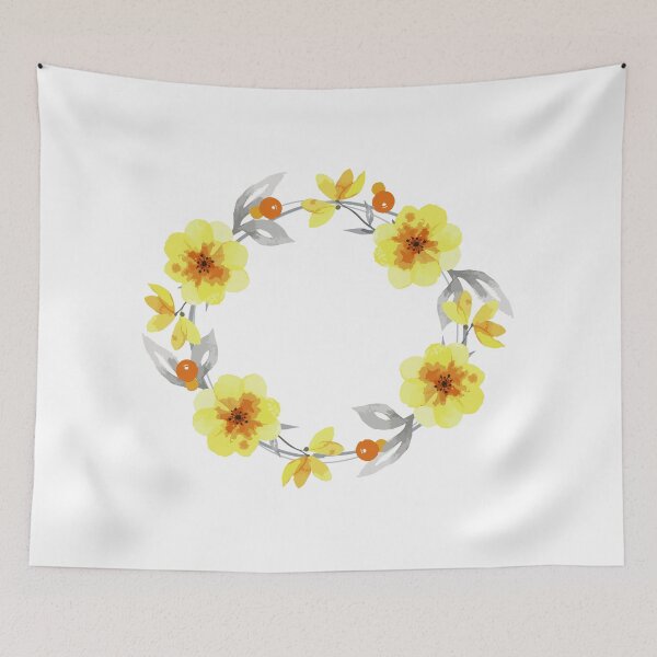 Item preview, Watercolor Yellow Flowers Wreath designed and sold by monodesigns.