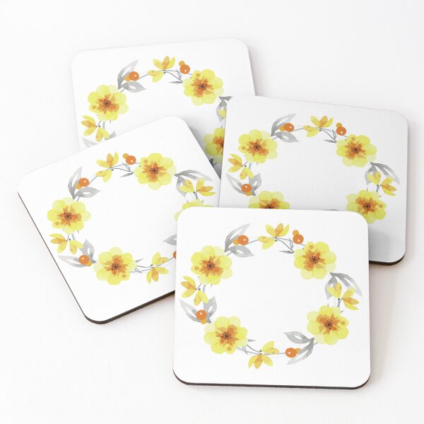 Item preview, Watercolor Yellow Flowers Wreath designed and sold by monodesigns.