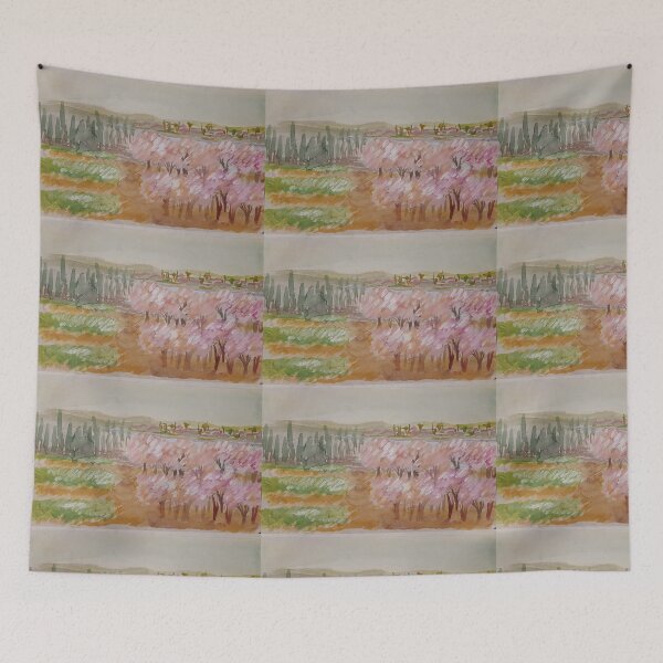 Item preview, Cherry Orchard in Blossom, Kibbutz Ramat Rachel by Haya Yagel designed and sold by EsterKarenAida.