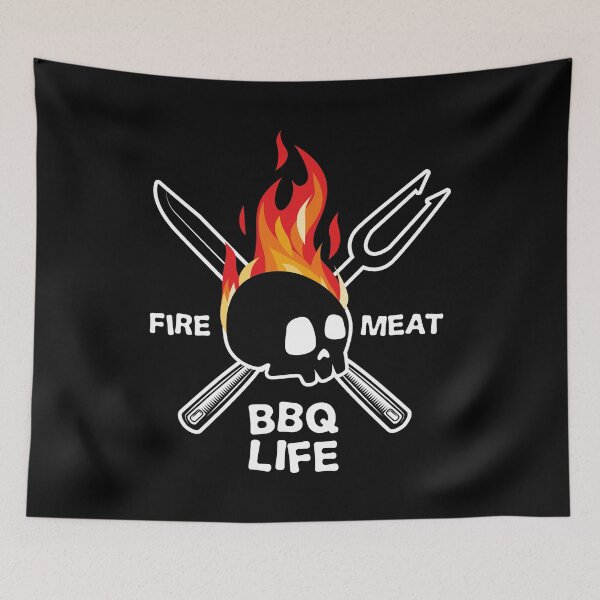 Item preview, BBQ Life Fire Meat Barbecue Skull designed and sold by Mad-Minds.