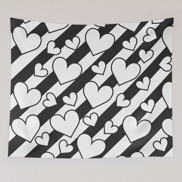 Item preview, black and white hearts and stripes designed and sold by ylawler.