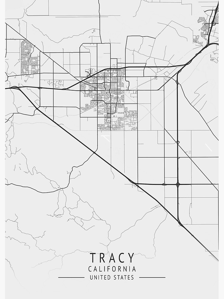 Tracy California US Gray City Map Premium Matte Vertical Poster