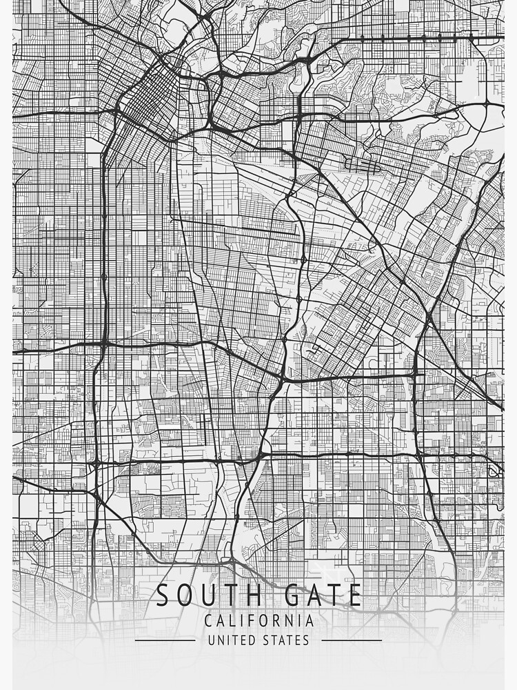 "South Gate California US Gray City Map" Sticker for Sale by