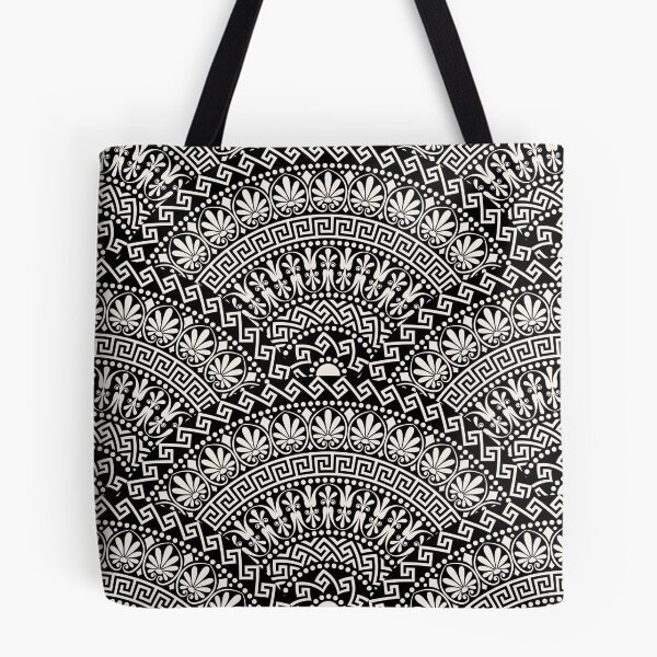 Item preview, Greek Black and White Fan Seamless Pattern designed and sold by KrisSidDesigns.