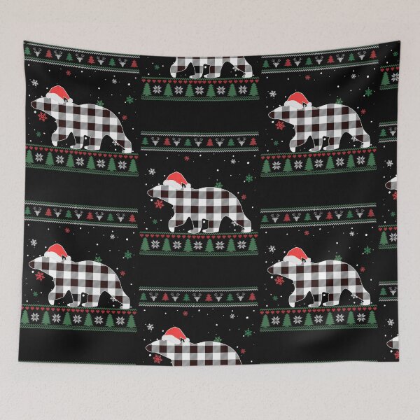 Item preview, Christmas Bear Buffalo Plaid White Ugly designed and sold by Nguyenhaithanh.