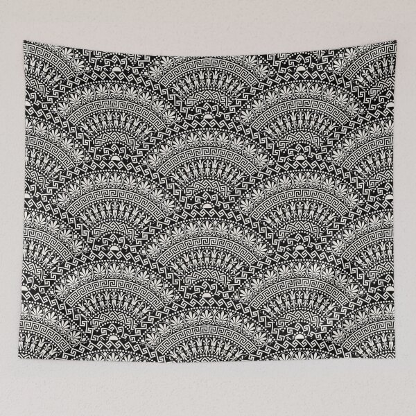Item preview, Greek Black and White Fan Seamless Pattern designed and sold by KrisSidDesigns.