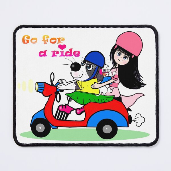 Item preview, Go for a ride - cute dogs and a lady designed and sold by Shirley cute art .