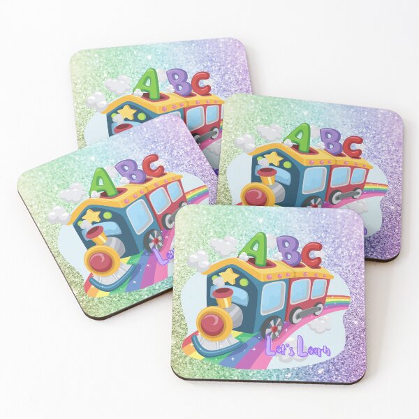 Item preview, Rainbow Sparkle Glitter Gold Star Choo Choo Train - Let's Learn - ABC's designed and sold by Palm-Pineapple.